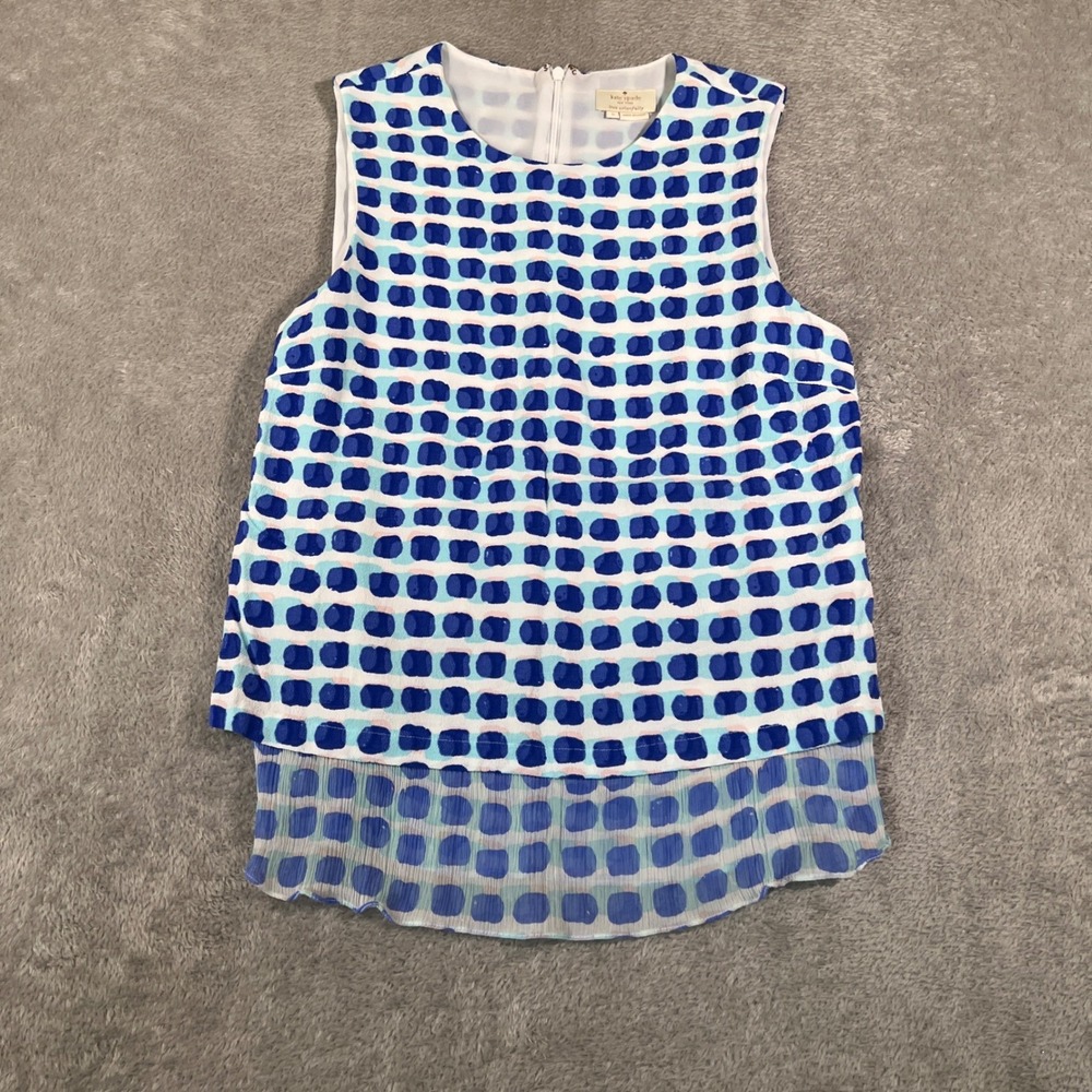 Kate Spade New York Sleeveless Tank Top Womens Small Blue White Geometric